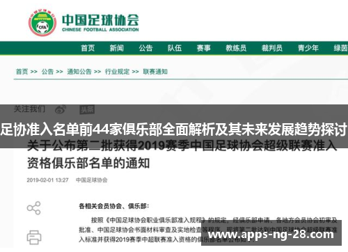 足协准入名单前44家俱乐部全面解析及其未来发展趋势探讨